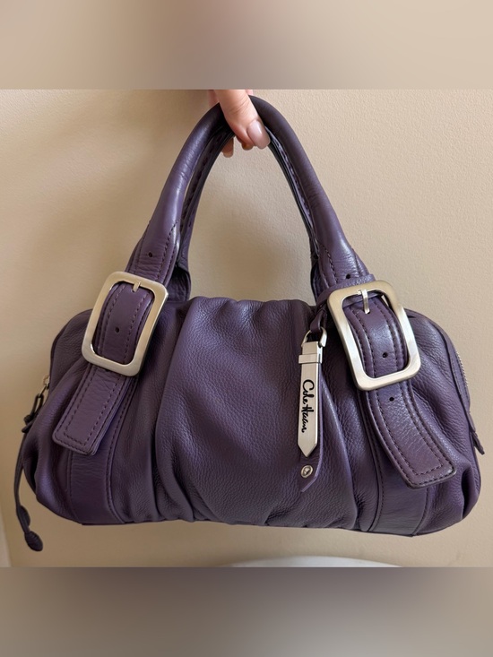 Cole Haan Handbags - Cole Haan Purple & silver pebbled leather Satchel handbag Purse